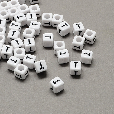 Large Hole Acrylic Letter European Beads SACR-Q103-7mm-01T-1