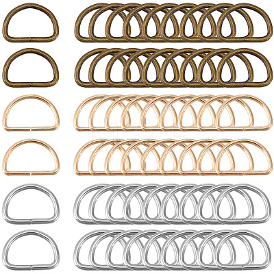 120Pcs 3 Colors Iron D Rings IFIN-CL0001-17-1