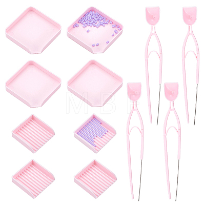 4Pcs ABS Plastic DIY Melty Beads Fuse Beads Tweezers & 8Pcs Sets Beads Tray DIY-NB0015-97-1