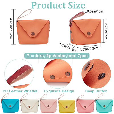 7Pcs 7 Colors Candy Color PU Leather Wristlet Wallets AJEW-CP0005-58-1