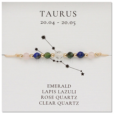 Natural stone constellation bracelet with 12 zodiac signs X-NR2952-3-1