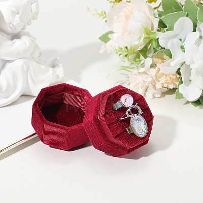 Velvet Cover Plastic Couple Ring Box VBOX-WH20003-001F-1