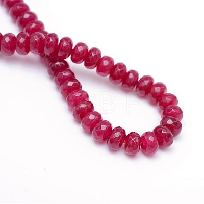 Faceted Rondelle Dyed Natural White Jade Bead Strands G-R343-6x8-07-1
