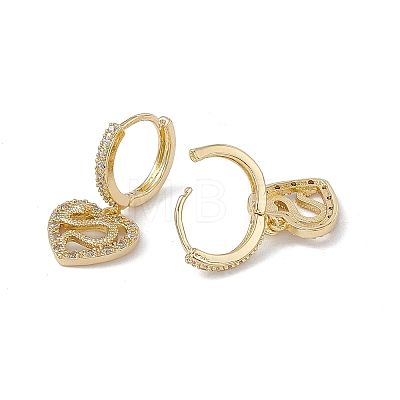 Clear Cubic Zirconia Heart with Snake Dangle Hoop Earrings KK-E068-VA089-2-1