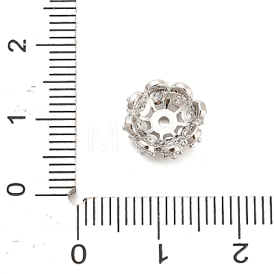 Flower Brass Micro Pave Clear Cubic Zirconia Bead Caps KK-H527-36P-1