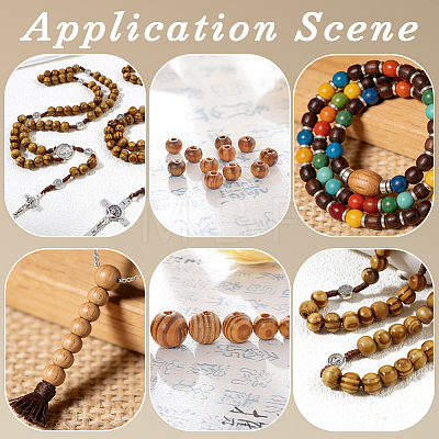 100Pcs Wood European Beads WOOD-PA0001-77-1