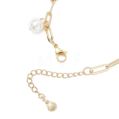Natural Freshwater Shell Beads & Alloy Enamel Charm Bracelets BJEW-JB12214-01-1