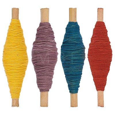 4 Rolls 4 Colors Handmade Cotton Thread SENE-CY0001-16-1