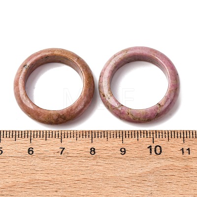 Natural Rhodonite Plain Band Ring for Women RJEW-P044-01B-11-1