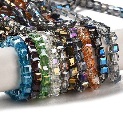 Electroplate Glass Beads Strands EGLA-D018-4x4mm-M3-1
