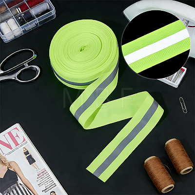 Reflective Polyester Ribbons SRIB-WH0011-475A-1-1