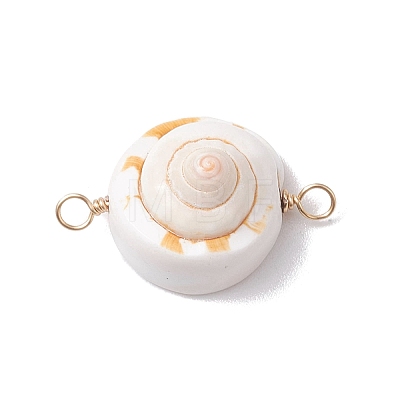 Natural Shiva Eye Shell Links Connector Charms with Real 18K Gold Plated Copper Wire Double Loops PALLOY-JF02629-1