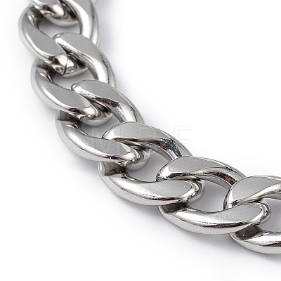 304 Stainless Steel Curb Chain Bracelet for Men Women BJEW-G669-23P-1