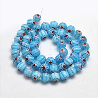 Round Millefiori Glass Beads Strands LK-P002-04-1