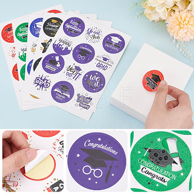 10 Sheets 5 Colors Graduation Theme Round Dot Paper Stickers DIY-CP0007-86-1