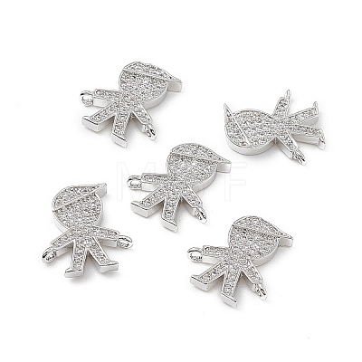 Brass Micro Pave Clear Cubic Zirconia Connetor Charms KK-E068-VB030-1