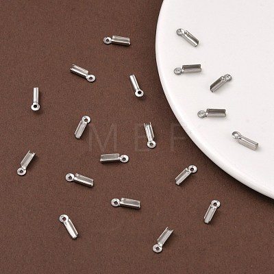 201 Stainless Steel Fold Over Crimp Cord Ends X-STAS-R055-07-1