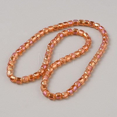 Electroplate Transparent Glass Beads Strands EGLA-TAC0008-01D-1