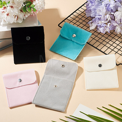 10Pcs 5 Colors Double-Sided Velvet Jewelry Rectangle Bags for Earrings Rings Bracelets Necklaces TP-TA0001-09-1