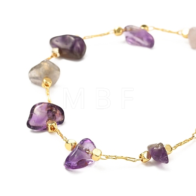 Natural Mixed Gemstone Chip Beaded Bracelet for Girl Women BJEW-JB06983-1