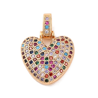 Brass Micro Pave Cubic Zirconia Pendants KK-C076-29V-G02-1