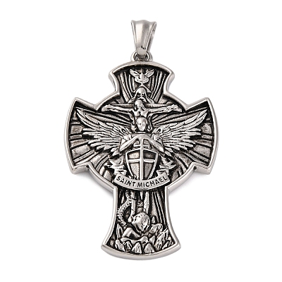 304 Stainless Steel Big Pendants STAS-P372-05AS-1