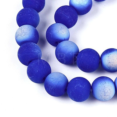 Frosted Opaque Glass Beads Strands GLAA-T032-P8mm-MBB11-1