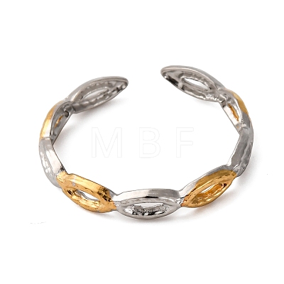 304 Stainless Steel Double Color Cuff Rings RJEW-S635-01GP-01-1