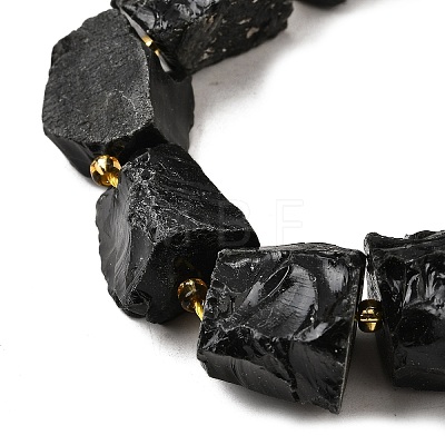 Raw Rough Natural Black Obsidian Beads Strands G-Z087-B06-1