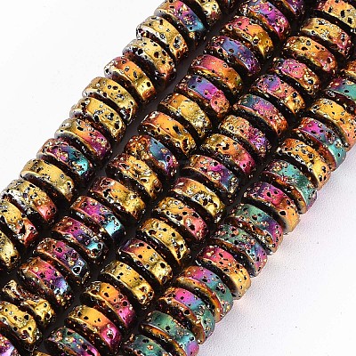 Electroplated Natural Lava Rock Beads Strands LS-G-T114-69C-1