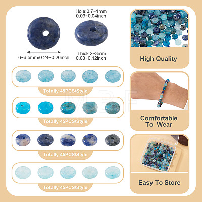 180Pcs 4 Styles Natural Apatite & Sodalite & Dyed White Jade Beads G-TA0003-08A-1