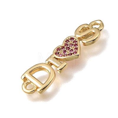 Brass Micro Pave Purple Cubic Zirconia Connector Charms KK-E802-06G-1
