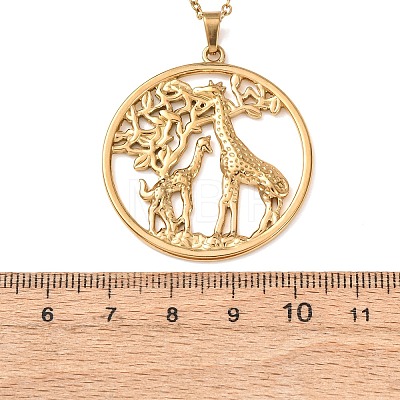 304 Stainless Steel Pendant Cable Chain Necklaces for Men Women NJEW-K308-03D-G-1