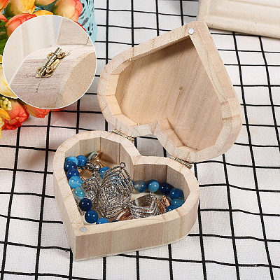 Heart Wood Jewelry Storage Boxes AJEW-CL0005-26-1