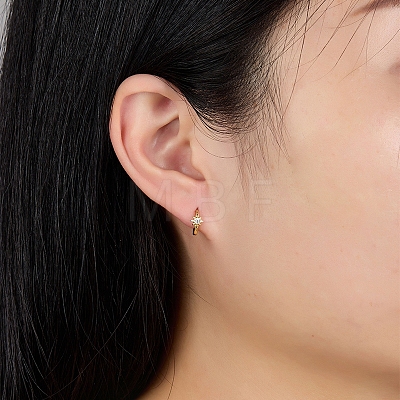 Cubic Zirconia Star Hoop Earrings for Women EJEW-F317-28G-1