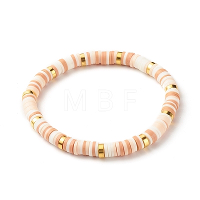 Polymer Clay Heishi Beads Stretch Bracelet BJEW-JB07204-1