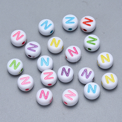 Craft Acrylic Horizontal Hole Letter Beads SACR-S201-11N-1