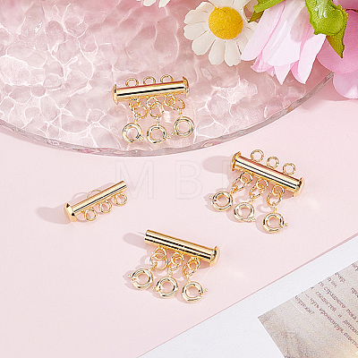 3Pcs 3 Holes Brass Slide Lock Clasps KK-BBC0027-60B-1