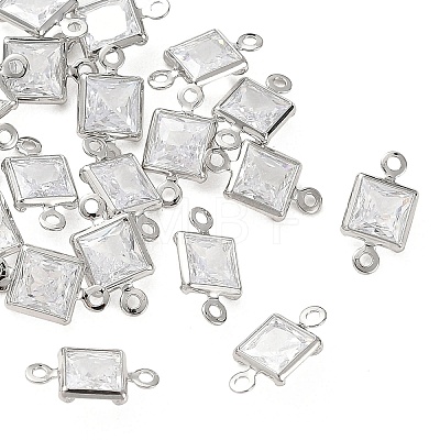 SHEGRACE Brass Pave Cubic Zirconia Square Connector Charms XGRQ2O292-440A-P-1