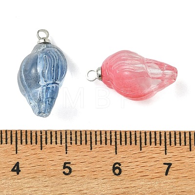 Gradient Color Spray Painted Glass Pendants PALLOY-JF05409-1