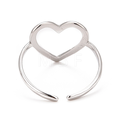304 Stainless Steel Open Heart Cuff Ring for Women RJEW-C025-22P-1