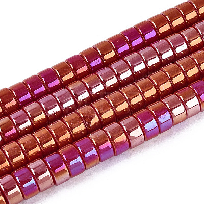 AB Color Plated Opaque Glass Beads Strands LS-GLAA-T026-4x8mm-P03-1