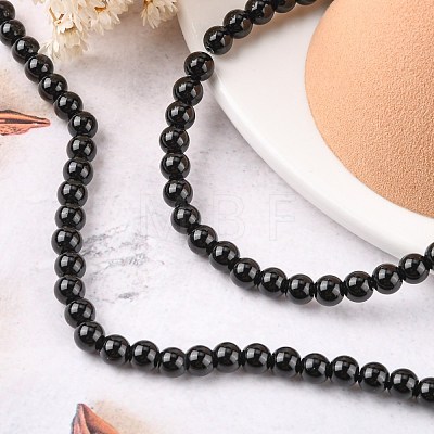 Synthetic Black Stone Beads Strands G-G088-6mm-1