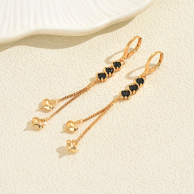 Brass Cubic Zirconia Hoop Earrings BI1725-2-1
