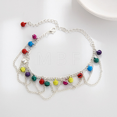 Bohemian Bell Alloy Colorful Enamel Tassel Anklets for Women FS-WG4DBF7-03-1