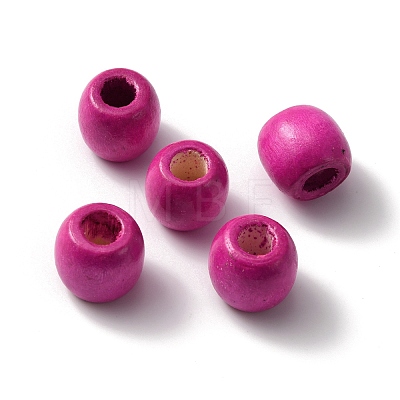 Spray Painted Wood Beads WOOD-WH0030-37-1