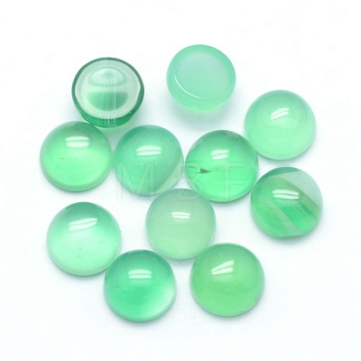 Natural Dyed & Heated Green Onyx Agate Cabochons G-P393-R04-6mm-1