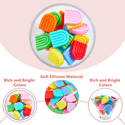32Pcs 8 Colors Silicone Beads SIL-HY0001-04-1