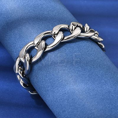 201 Stainless Steel Curb Chain Bracelets for Men STAS-T077-22B-03P-1