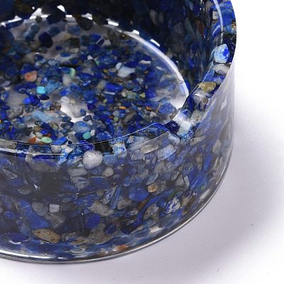 Resin with Natural Lapis Lazuli Chip Stones Ashtray DJEW-F015-01C-1